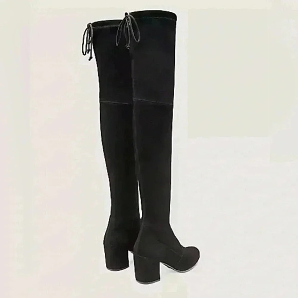 Stuart Weitzman Over The Knee Suede Boot Tieland Black Heeled - Picture 4 of 4
